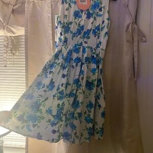 Floral Blue and White Kids Dress